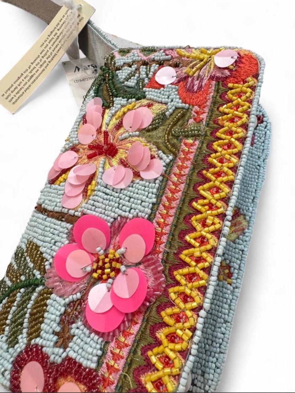 Made in India Tropical Flower Beaded Bag - Picture 7 of 8